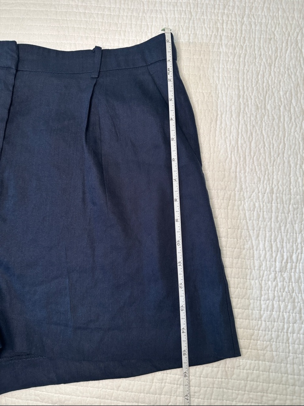 ANTONIO MELANI Navy High-Waist Pleated Shorts Size 12 - Picture 7 of 10